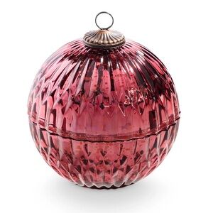Illume Balsam & Cedar Red Mercury Glass Holiday Ornament Sphere candle NWT